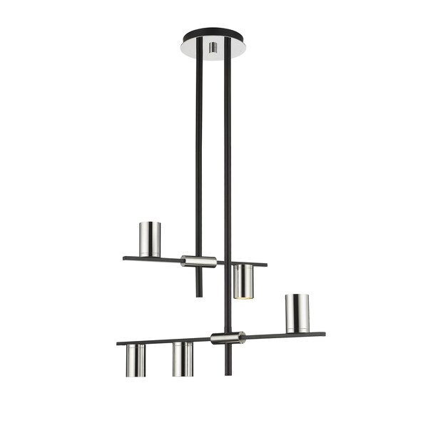 Z-Lite Calumet 5 Light Chandelier, Mate Black + Polished Nickel 814-5MB-PN - main
